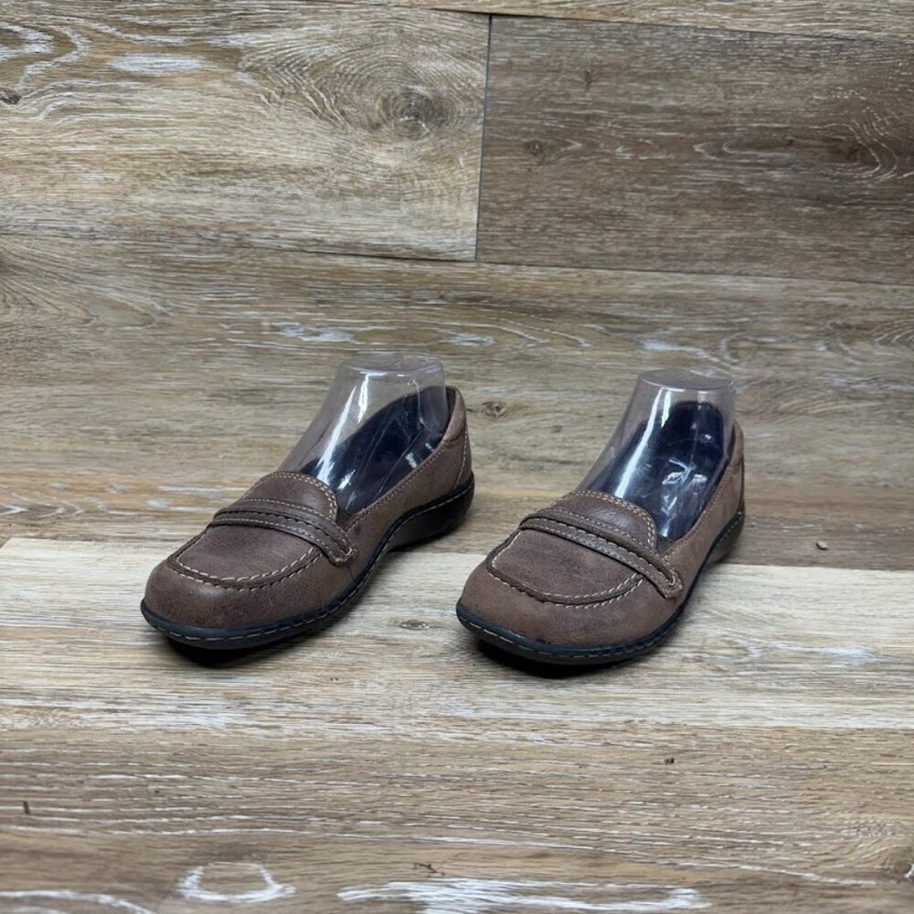 Clarks Bendables Brown Leather Loafers Women's Size 6